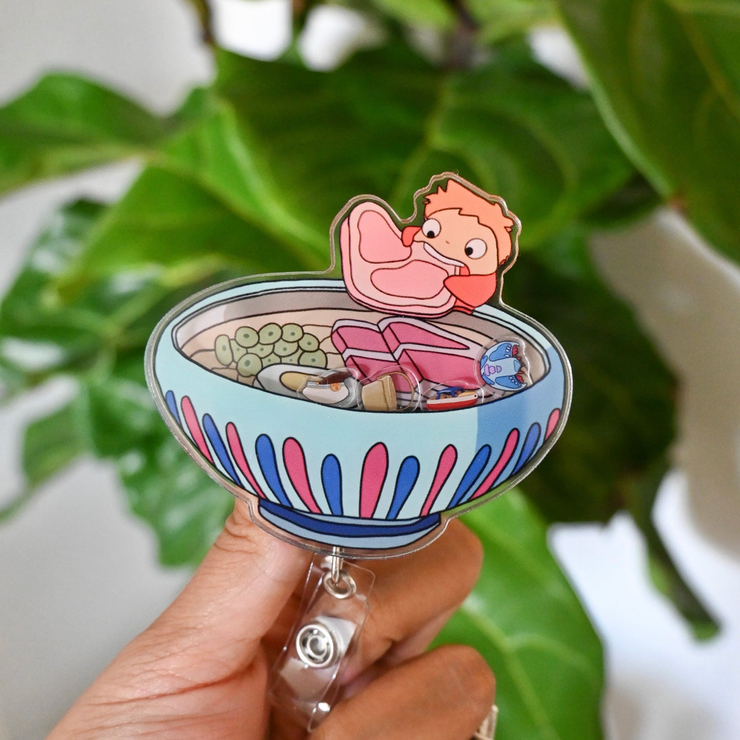 PONYO THEMED ACRYLIC SHAKER BADGE REEL