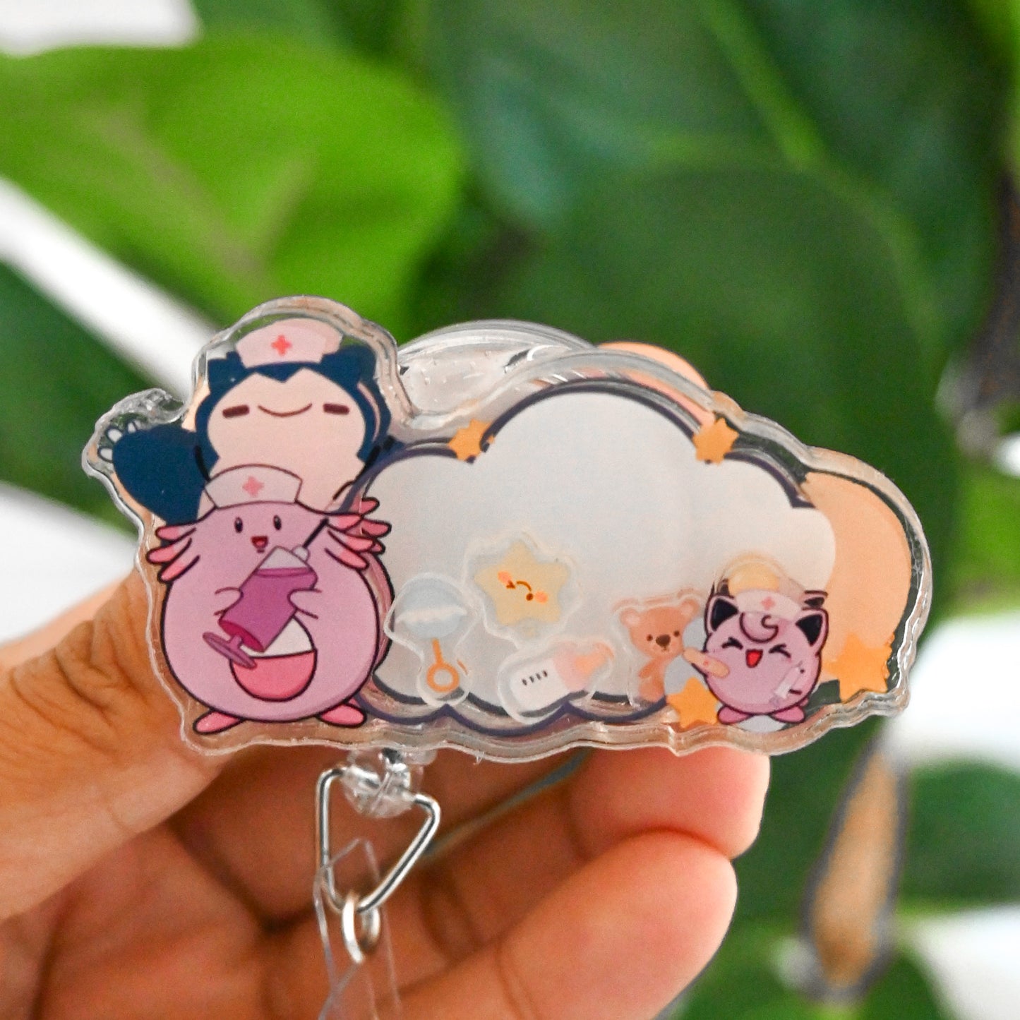 LABOR AND DELIVERY POKEMON THEMED ACRYLIC SHAKER BADGE REEL