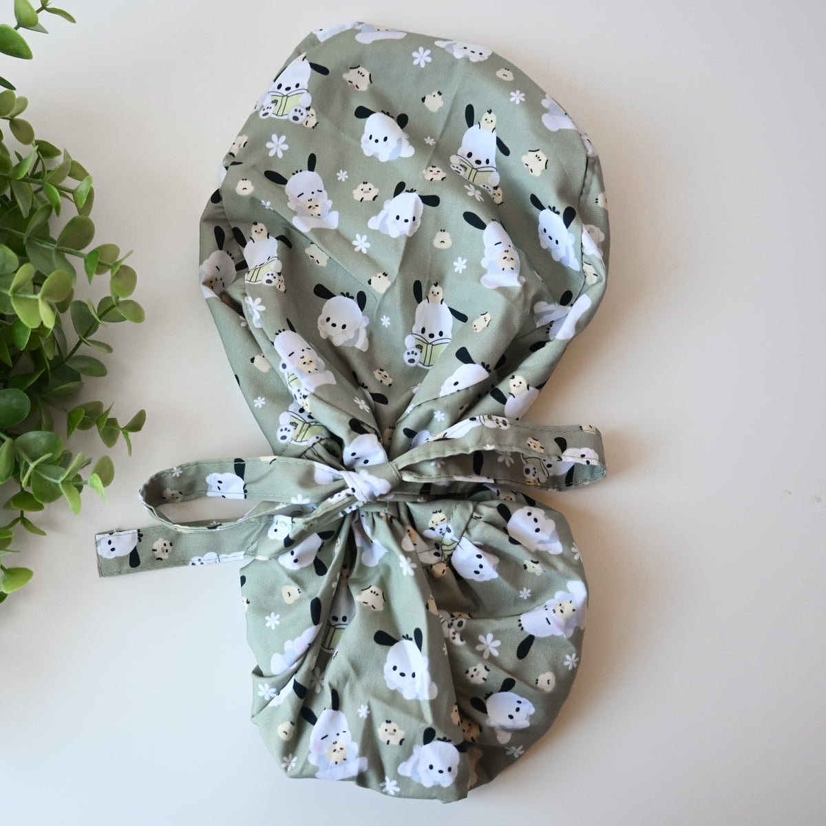 POCHACCO THEMED SATIN LINED PONYTAIL SCRUB CAP