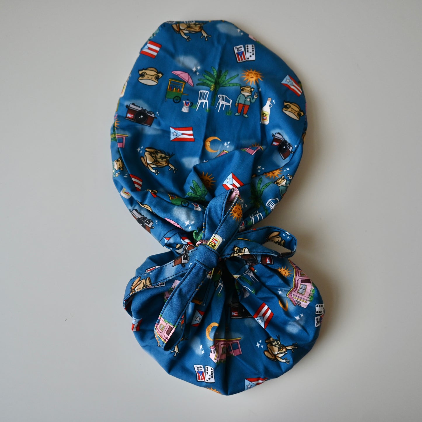BAD BUNNY THEMED SATIN LINED PONYTAIL SCRUB CAP
