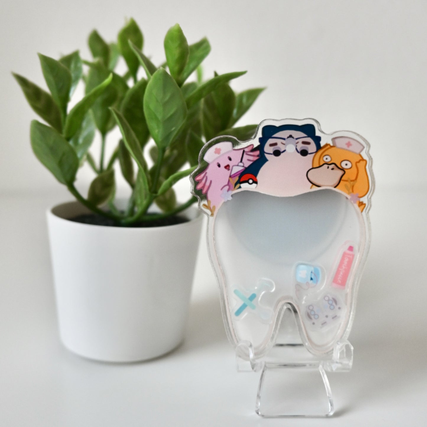 DENTAL POKEMON THEMED ACRYLIC SHAKER BADGE REEL