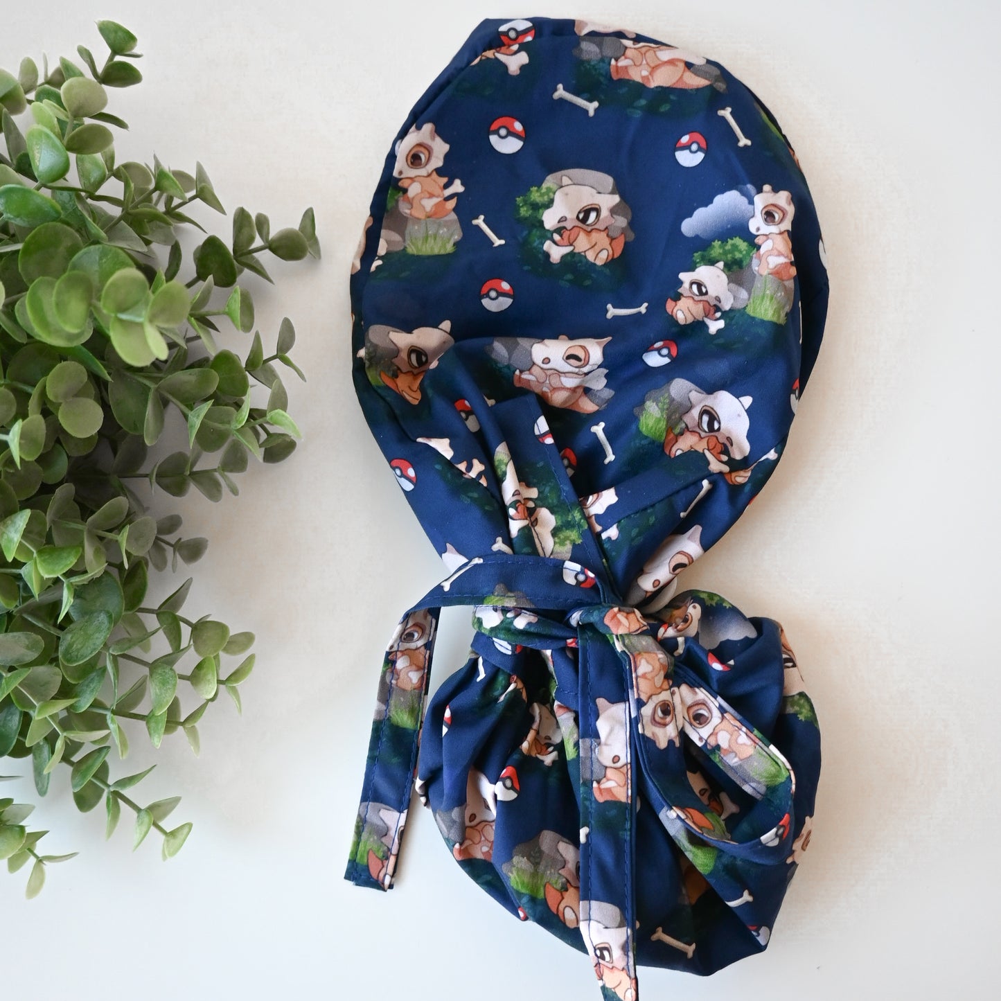 POKEMON - CUBONE THEMED SATIN LINED PONYTAIL SCRUB CAP