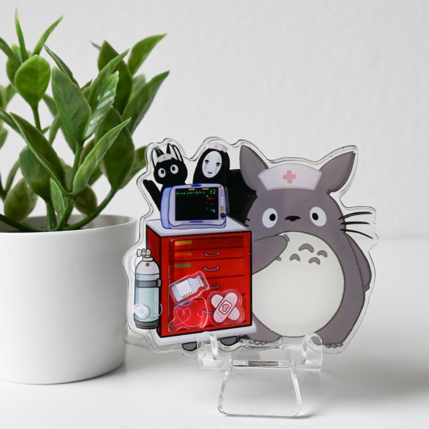EMERGENCY ROOM GHIBLI THEMED ACRYLIC SHAKER BADGE REEL