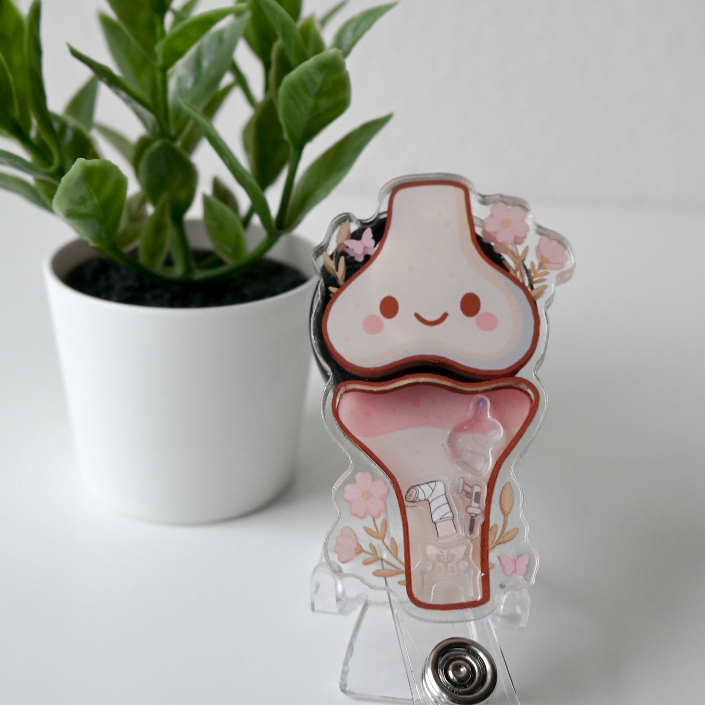 ORTHOPEDICS THEMED ACRYLIC SHAKER BADGE REEL