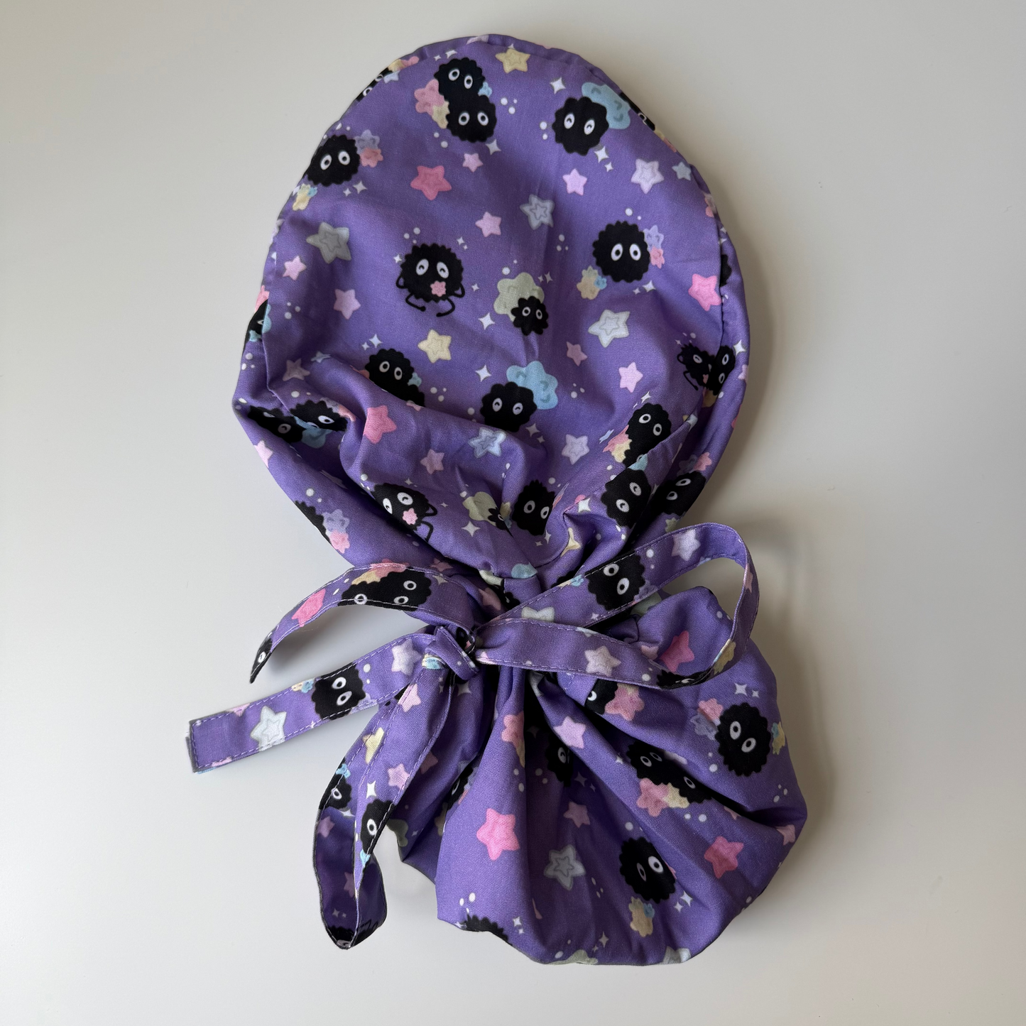 STUDIO GHIBLI SOOT SPRITES WITH KONPEITO SATIN LINED PONYTAIL SCRUB CAP