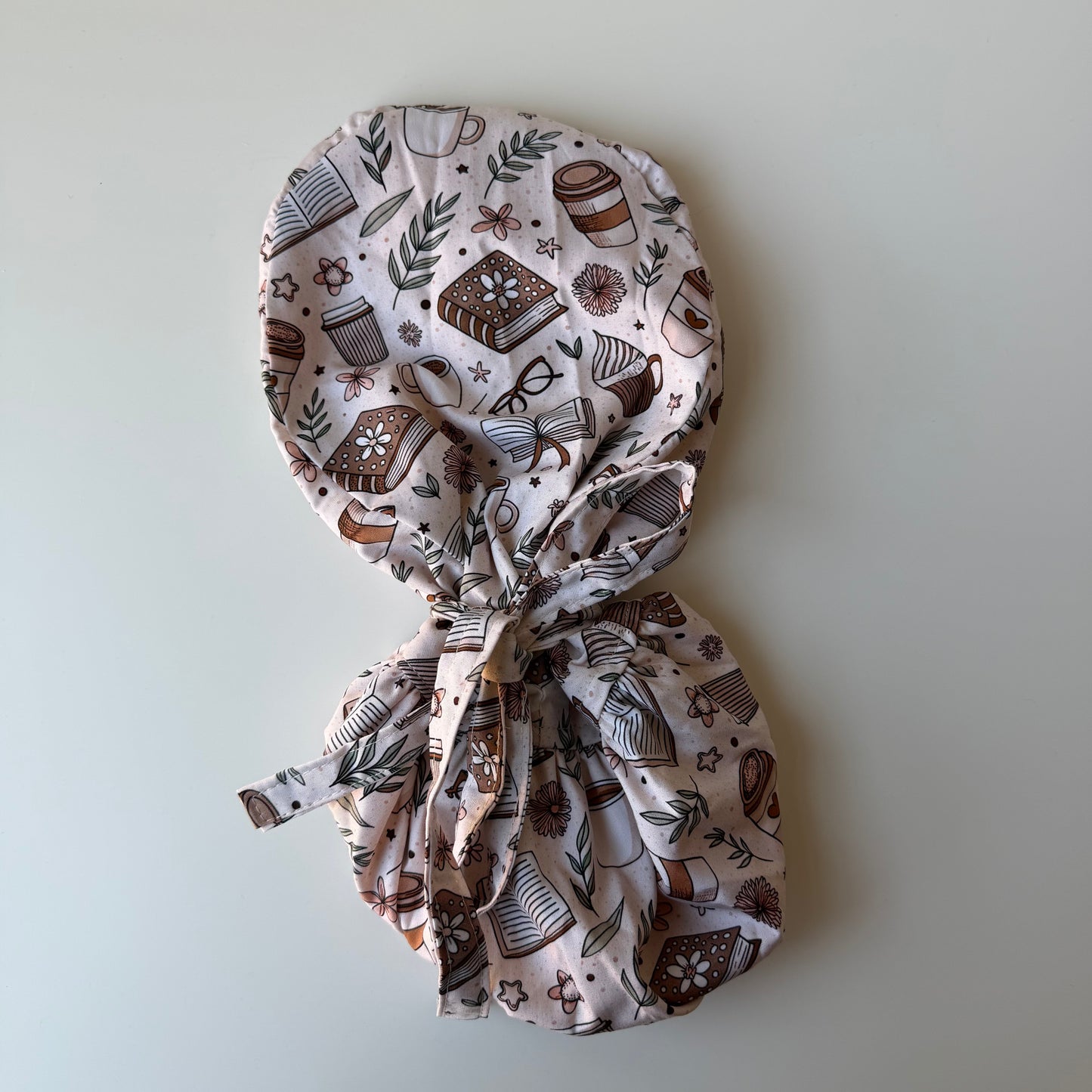 BOOKTOK NEUTRAL THEMED SATIN LINED PONYTAIL SCRUB CAP