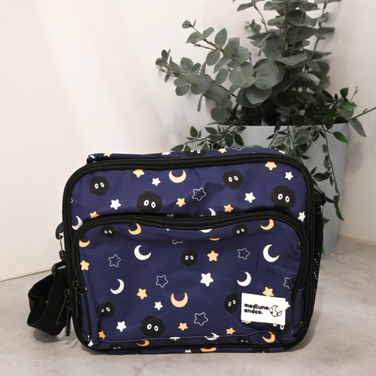 SOOT SPRITES DARK BLUE MOON AND STARS INSULATED LUNCH BAG