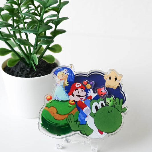SUPER MARIO GALAXY THEMED ACRYLIC SHAKER BADGE REEL