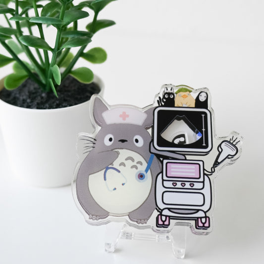 ULTRASOUND GHIBLI THEMED ACRYLIC SHAKER BADGE REEL
