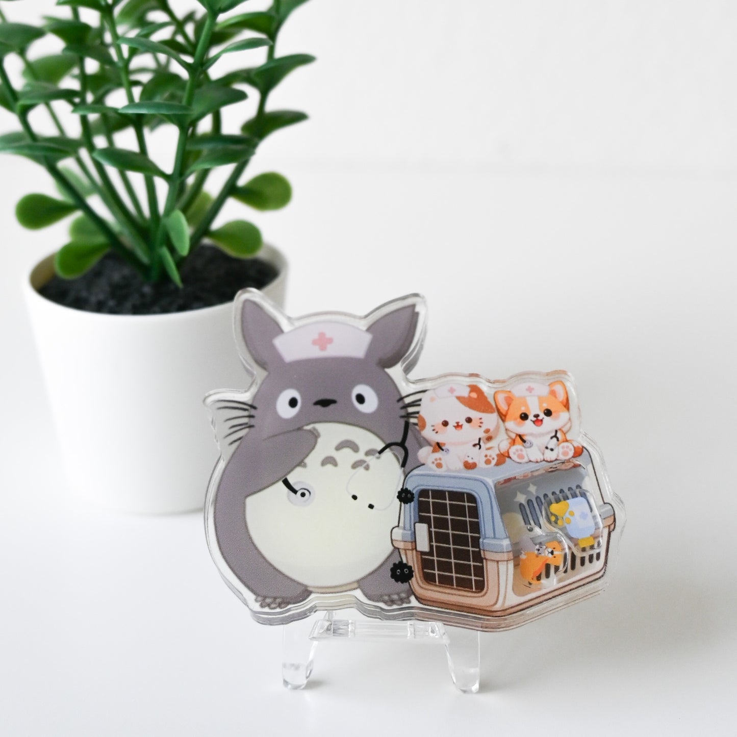 VETERINARY MEDICINE GHIBLI THEMED ACRYLIC SHAKER BADGE REEL