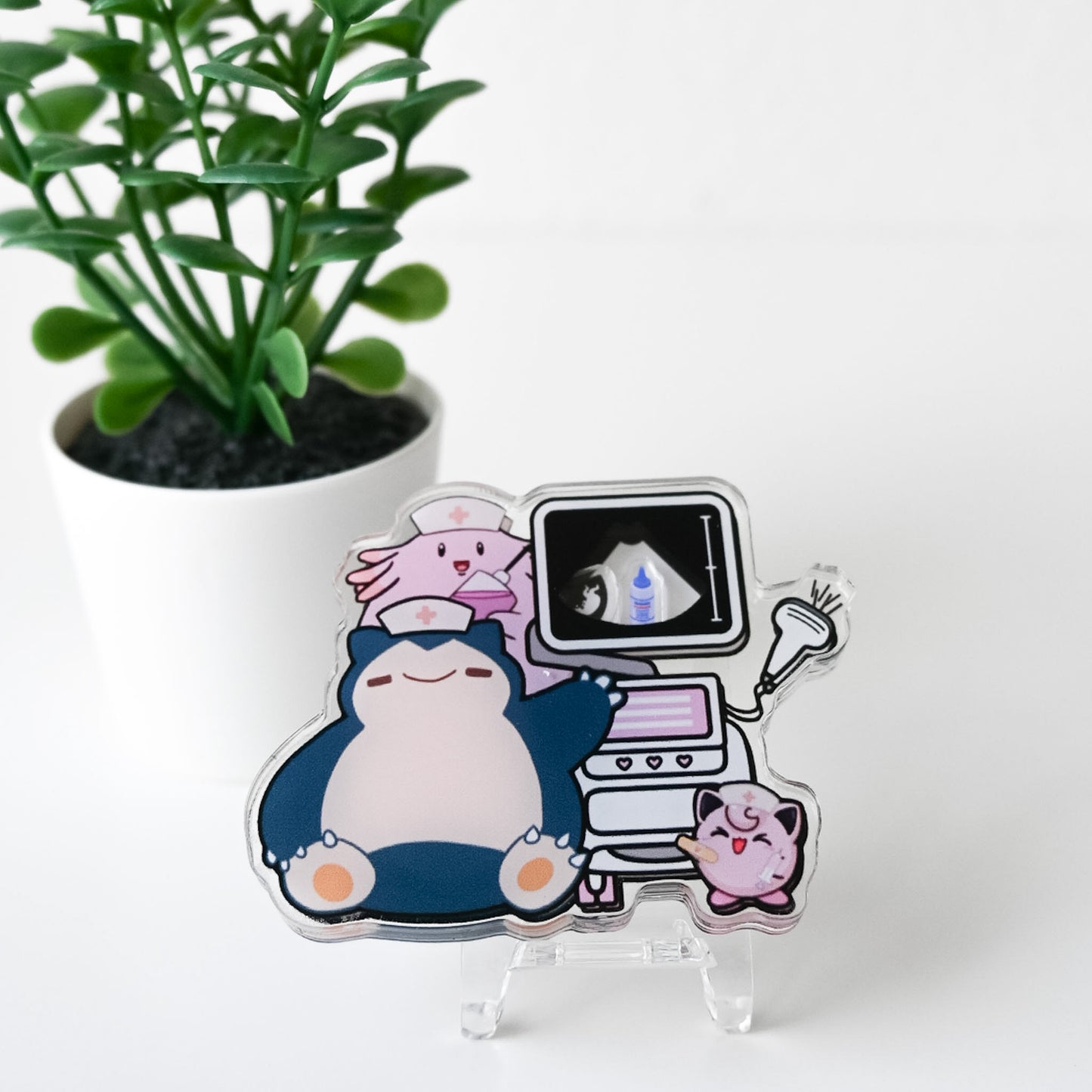 ULTRASOUND POKEMON THEMED ACRYLIC SHAKER BADGE REEL