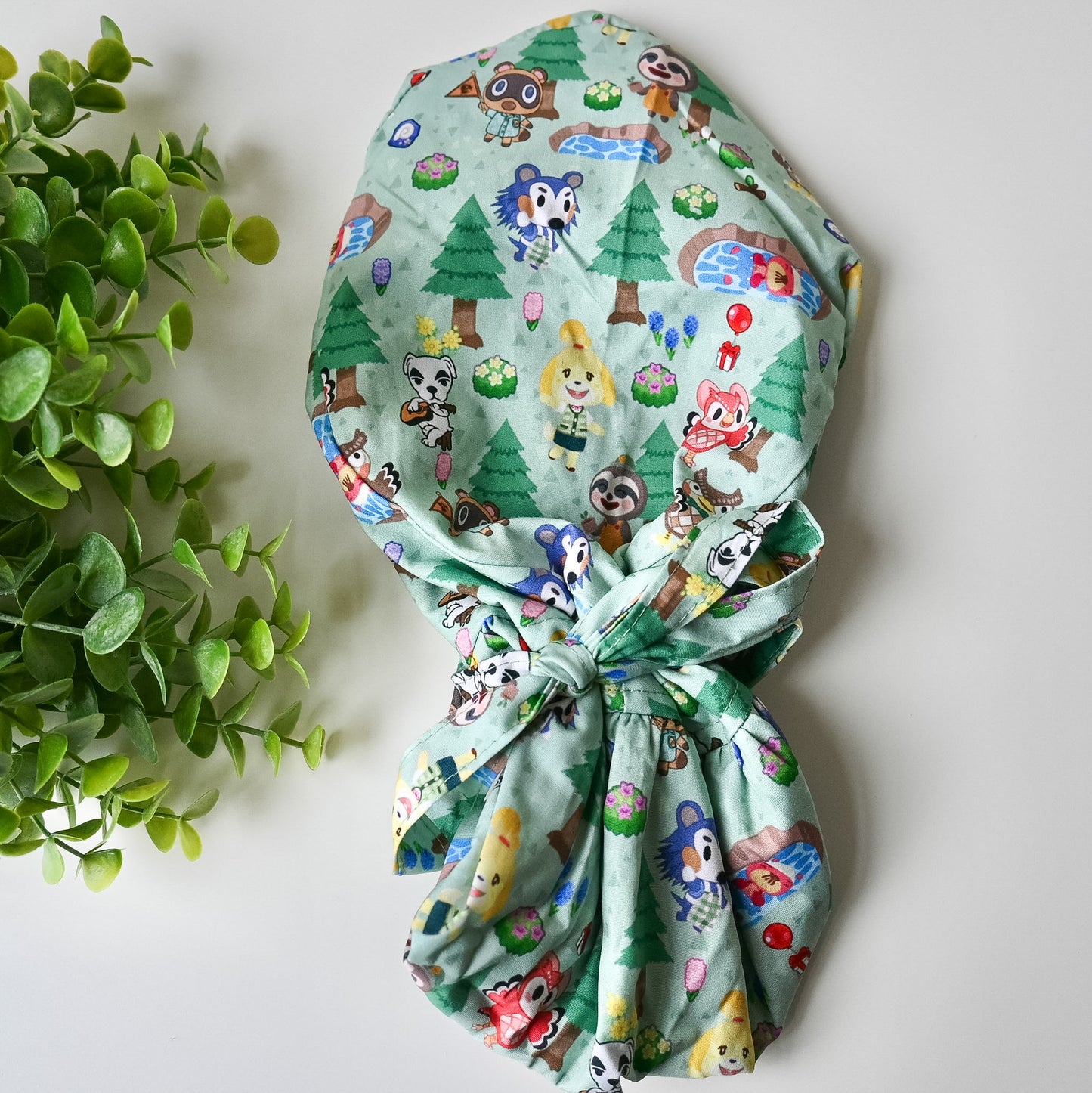 ANIMAL CROSSING - CHARACTERS AND OBJECTS SATIN LINED PONYTAIL SCRUB CAP