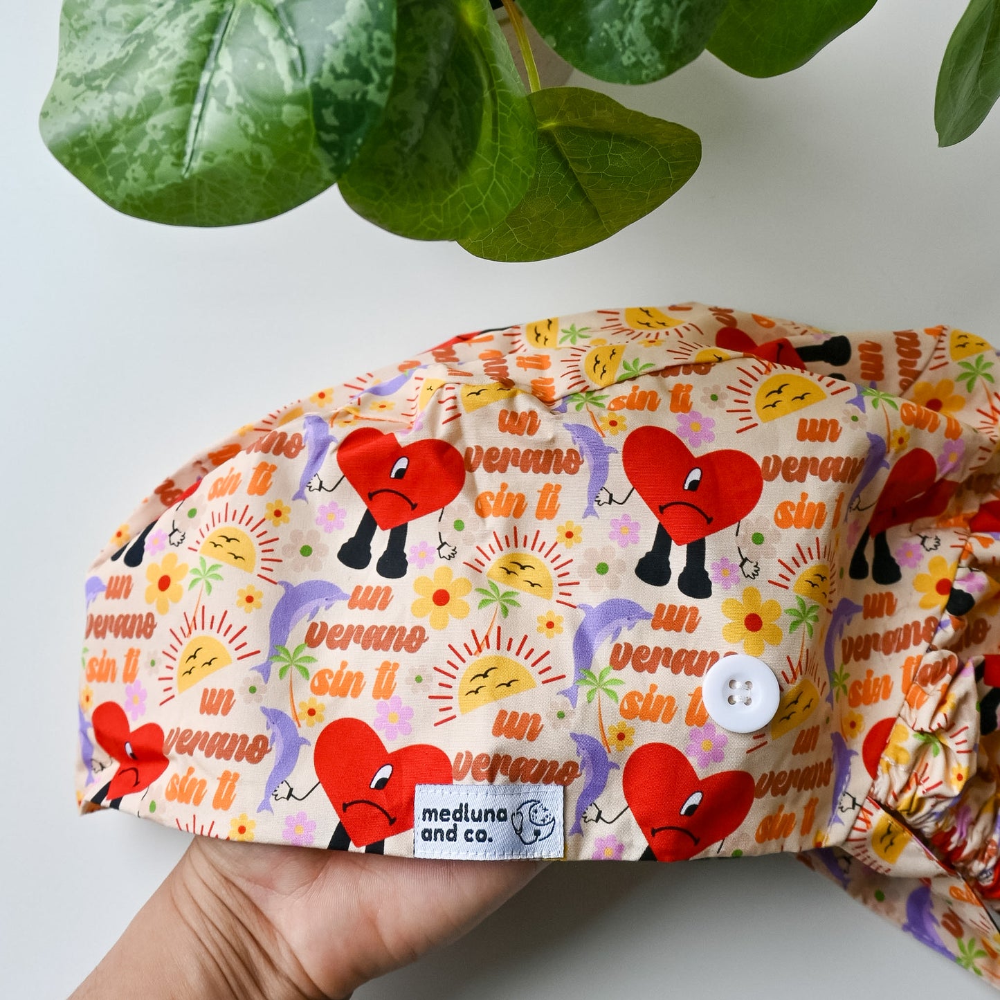 BAD BUNNY UN VERANO SIN TI THEMED SATIN LINED PONYTAIL SCRUB CAP