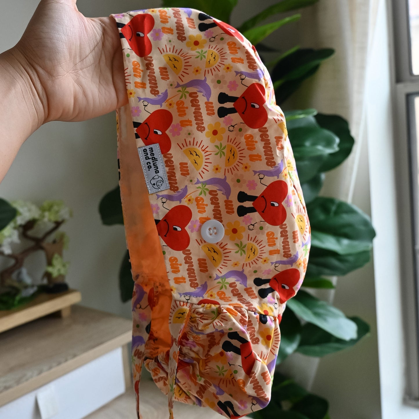 BAD BUNNY UN VERANO SIN TI THEMED SATIN LINED PONYTAIL SCRUB CAP