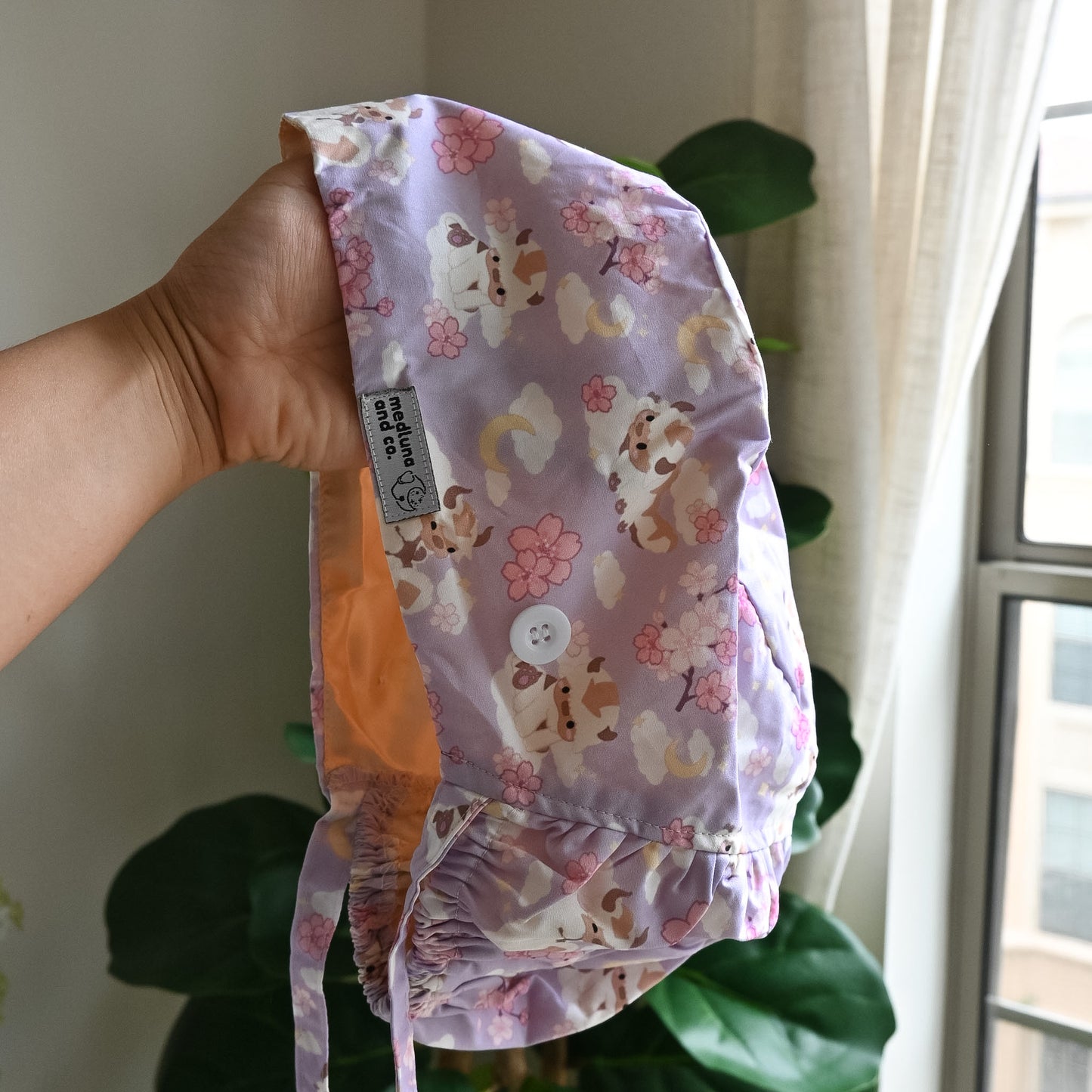 ATLA - CHERRY BLOSSOM APPA SATIN LINED PONYTAIL SCRUB CAP