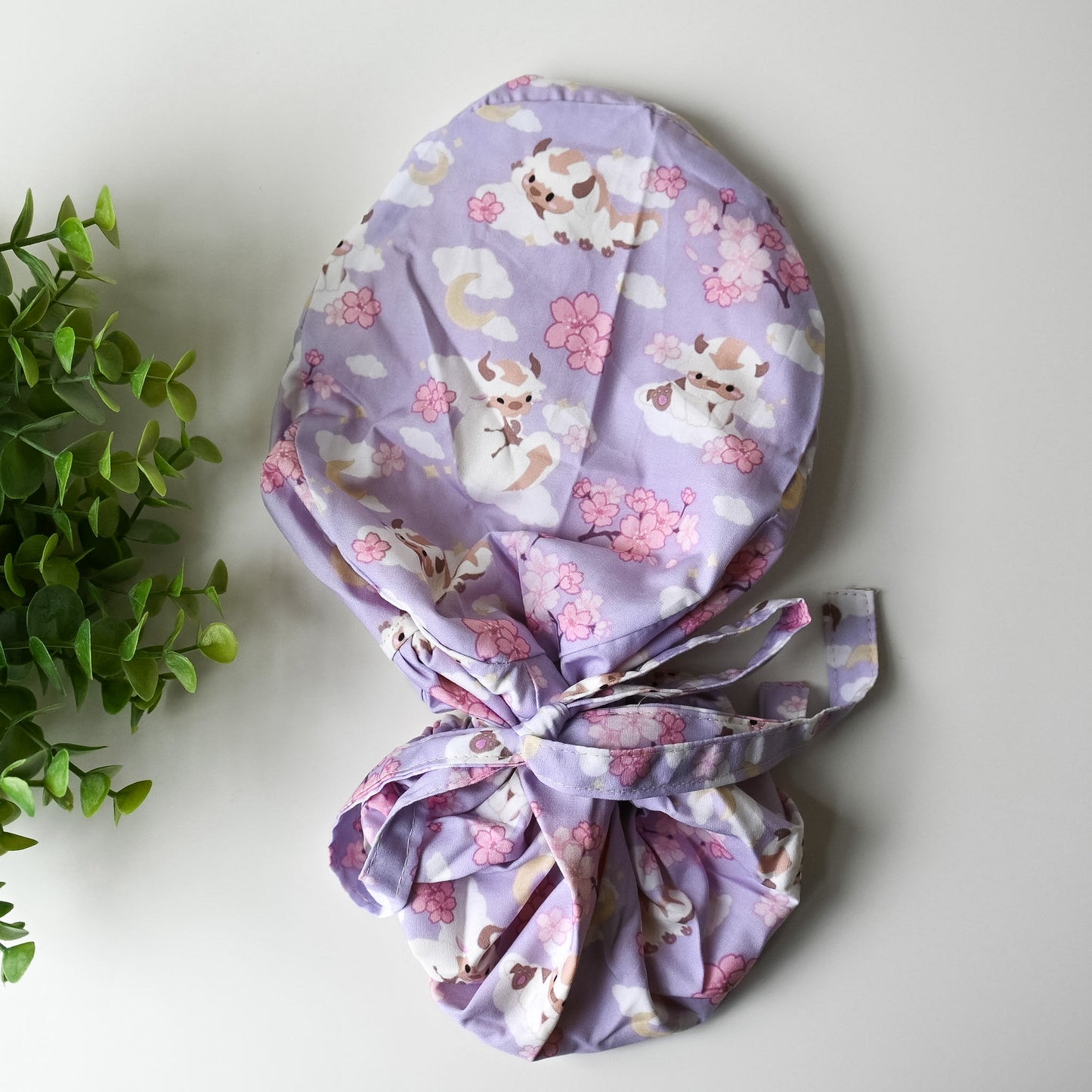 ATLA - CHERRY BLOSSOM APPA SATIN LINED PONYTAIL SCRUB CAP