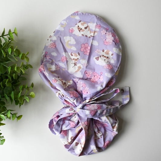 ATLA - CHERRY BLOSSOM APPA SATIN LINED PONYTAIL SCRUB CAP