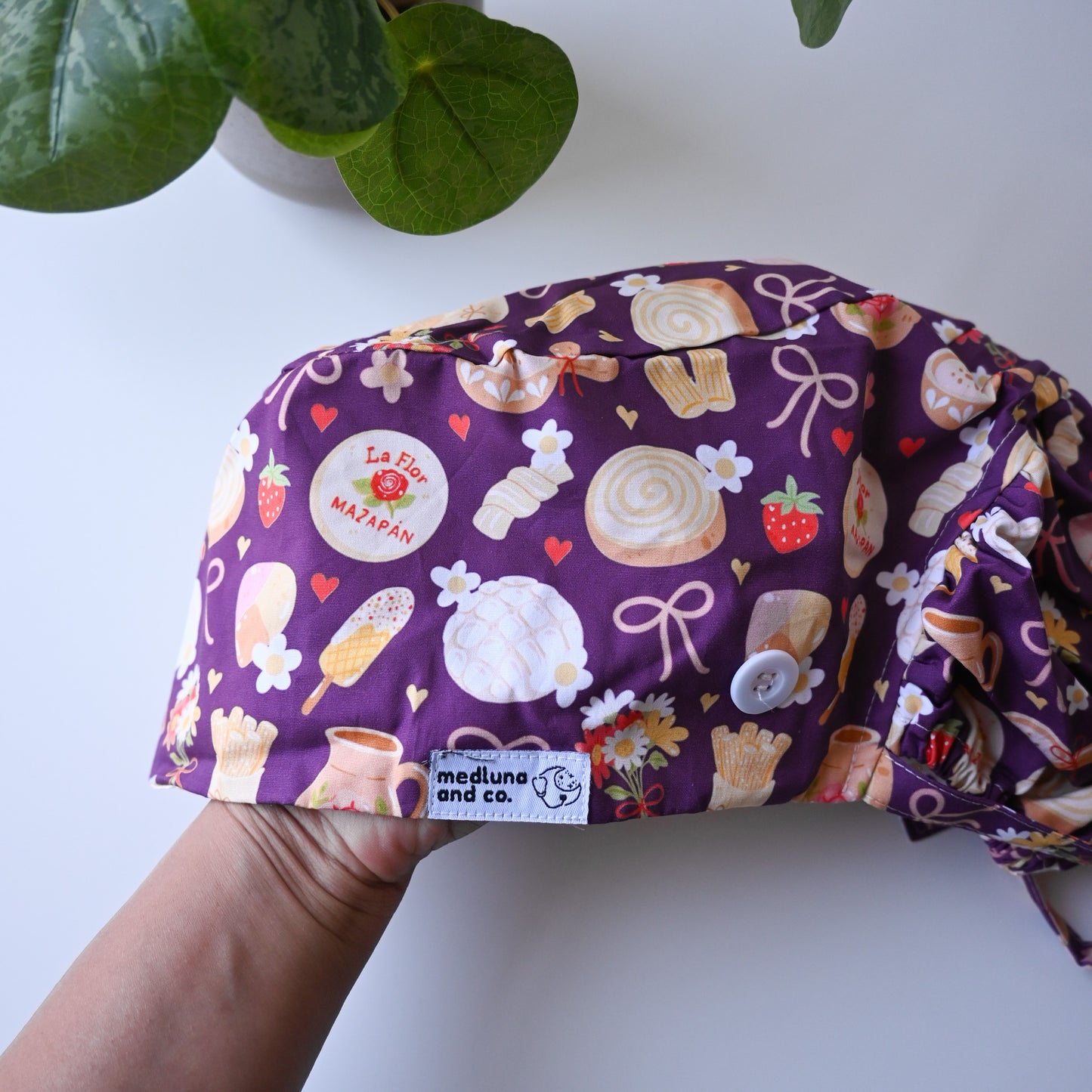 MEXICAN SWEETS SATIN LINED PONYTAIL SCRUB CAP