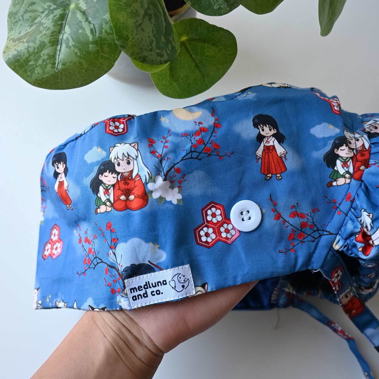 INUYASHA THEMED SATIN LINED PONYTAIL SCRUB CAP