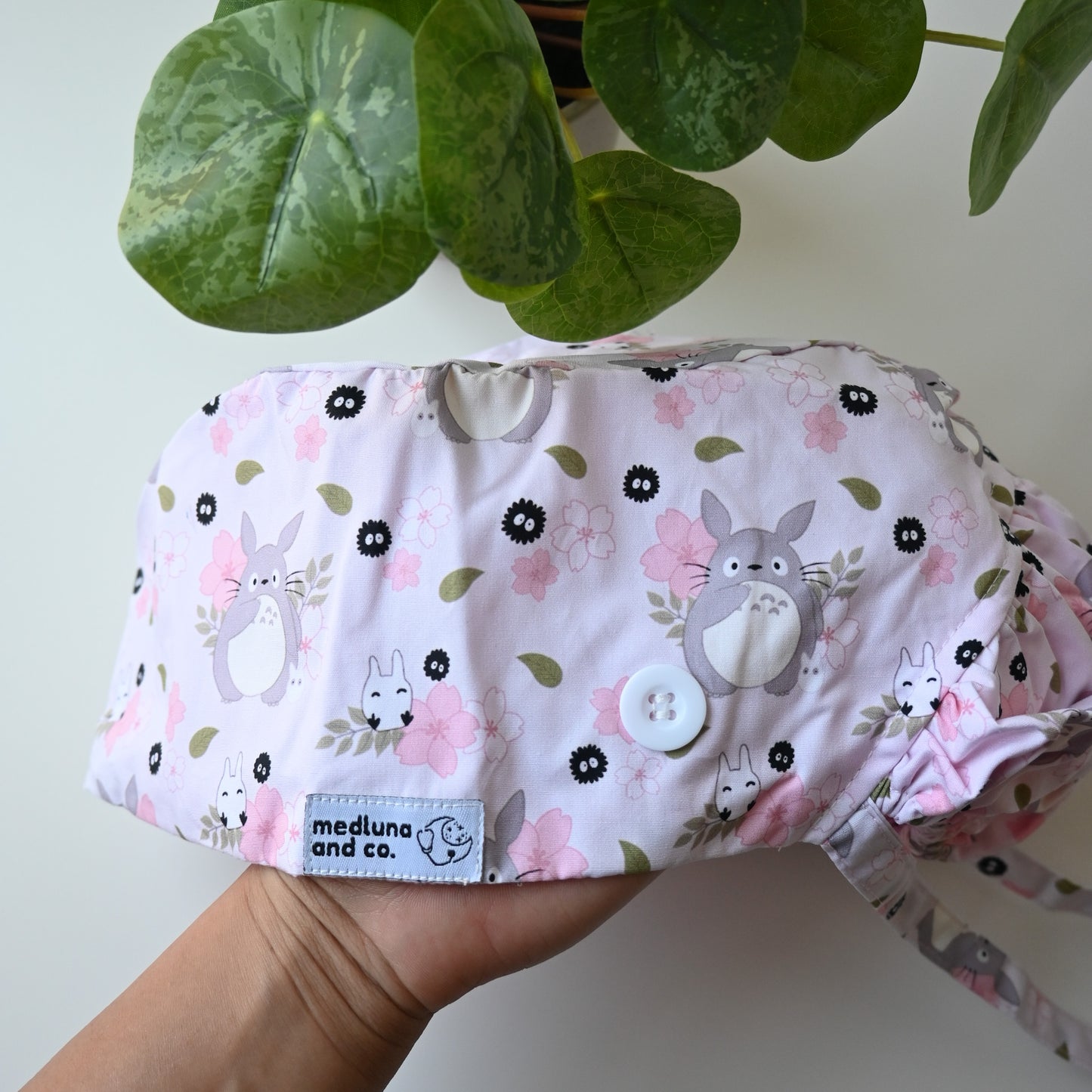 MY NEIGHBOR TOTORO - CHERRY BLOSSOM THEMED SATIN LINED PONYTAIL SCRUB CAP
