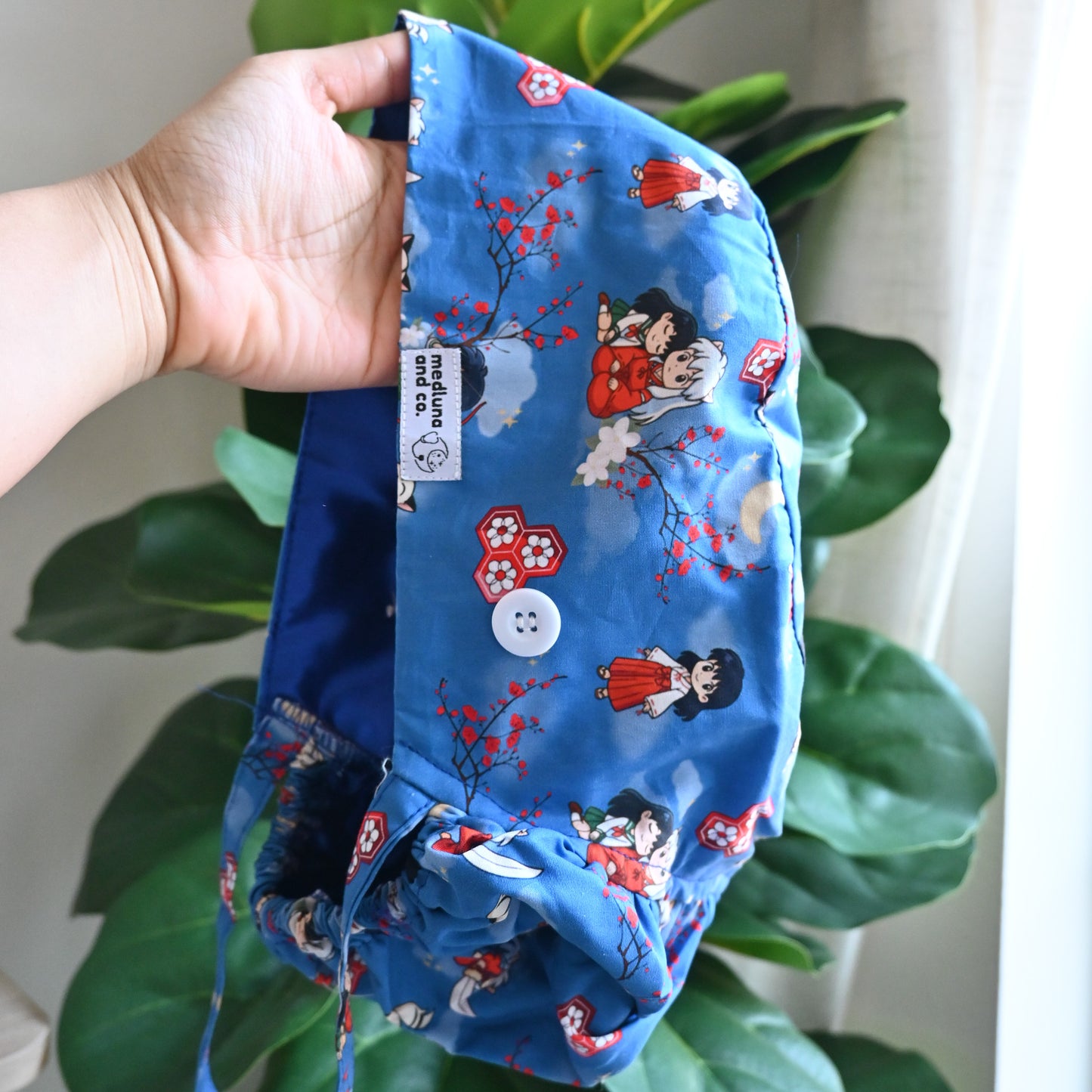INUYASHA THEMED SATIN LINED PONYTAIL SCRUB CAP