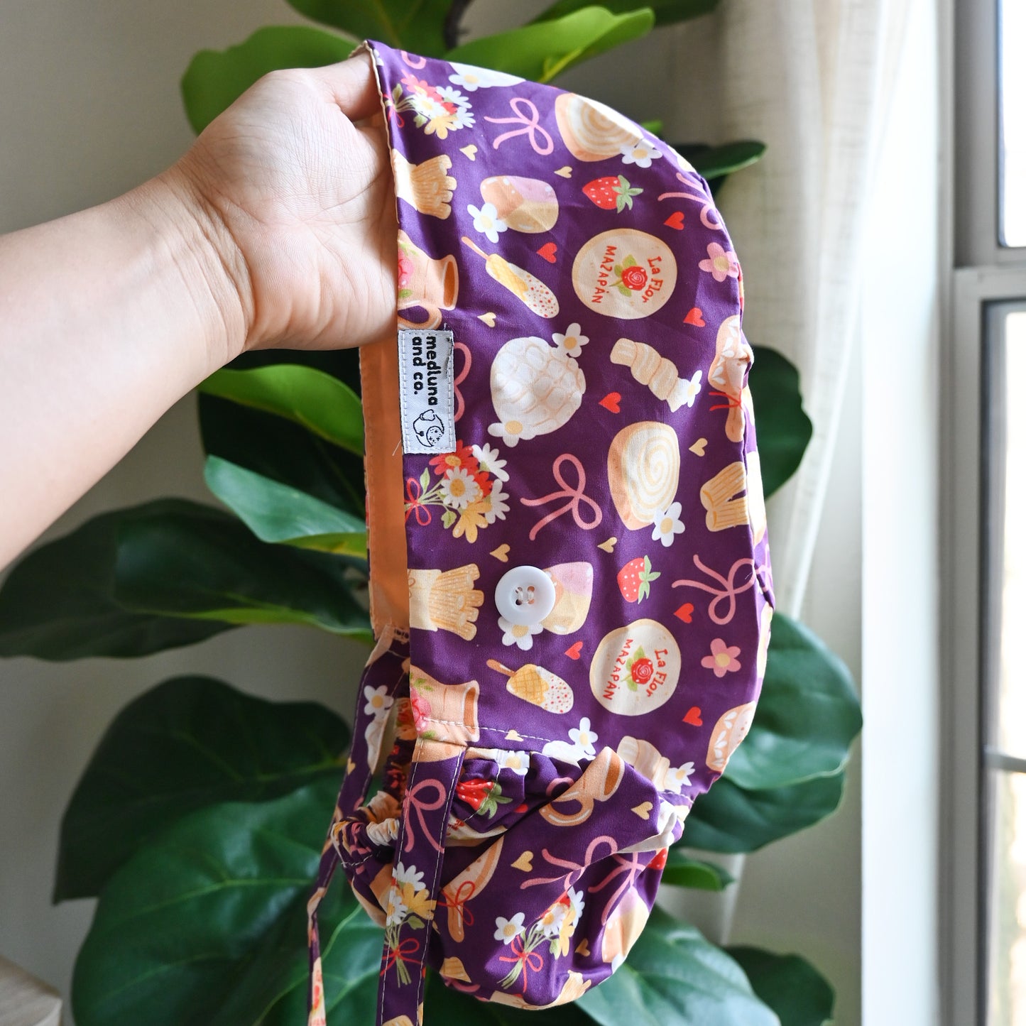 MEXICAN SWEETS SATIN LINED PONYTAIL SCRUB CAP