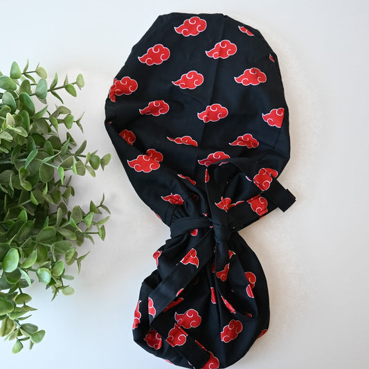 NARUTO - AKATSUKI THEMED SATIN LINED PONYTAIL SCRUB CAP