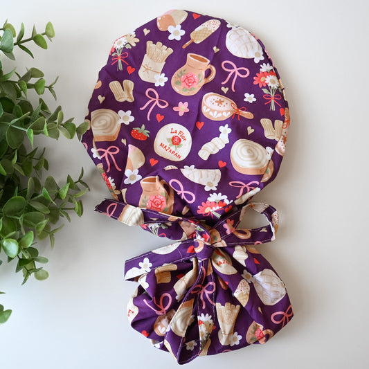 MEXICAN SWEETS SATIN LINED PONYTAIL SCRUB CAP