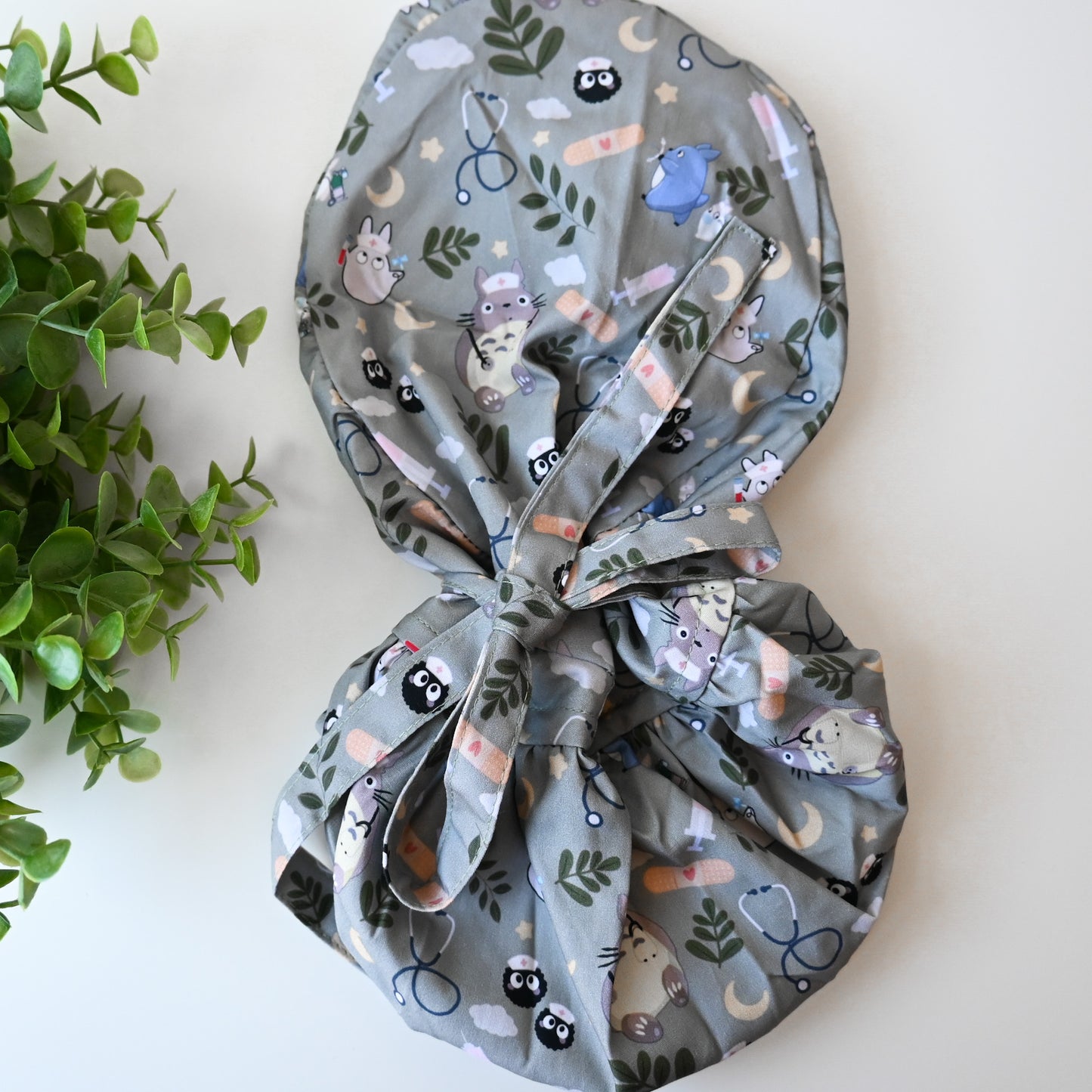 MY NEIGHBOR TOTORO - MEDICAL TOTORO THEMED SATIN LINED PONYTAIL SCRUB CAP