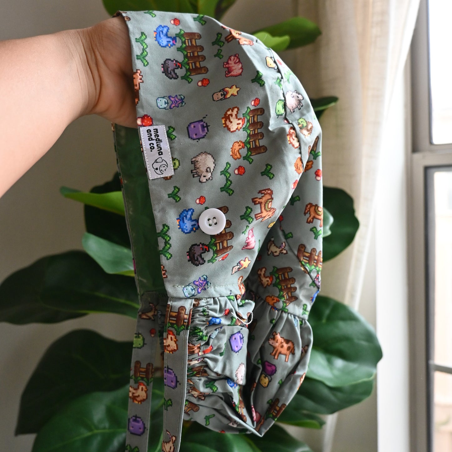STARDEW VALLEY THEMED SATIN LINED PONYTAIL SCRUB CAP