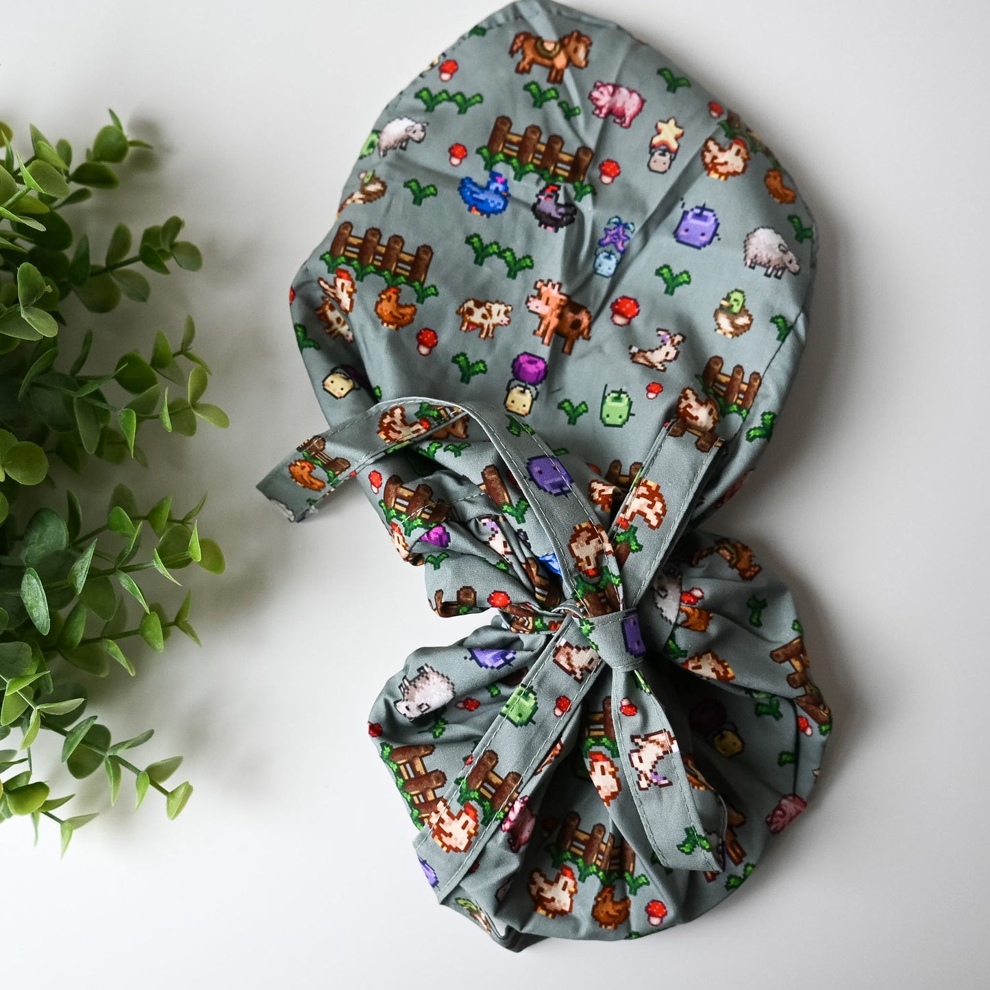 STARDEW VALLEY THEMED SATIN LINED PONYTAIL SCRUB CAP