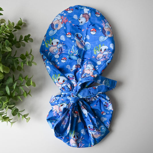 POKEMON - SQUIRTLE THEMED SATIN LINED PONYTAIL SCRUB CAP