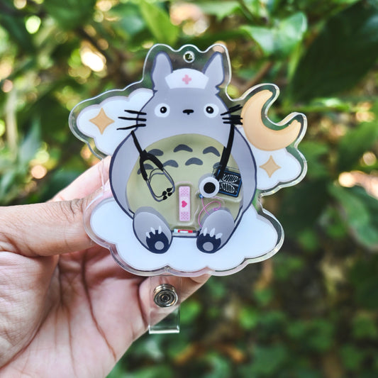 MY NEIGHBOR TOTORO: TOTORO MEDICAL THEMED ACRYLIC SHAKER BADGE REEL