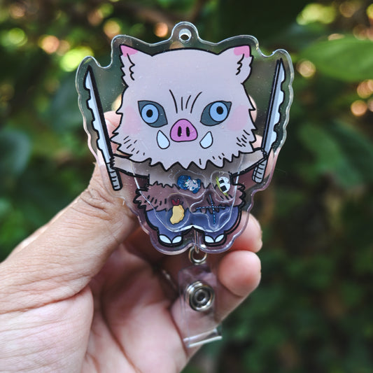 DEMON SLAYER : INOSUKE HASHIBIRA ACRYLIC SHAKER BADGE REEL