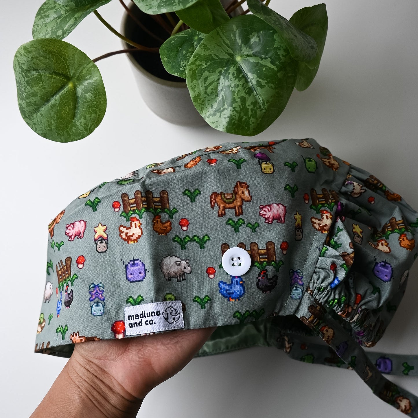 STARDEW VALLEY THEMED SATIN LINED PONYTAIL SCRUB CAP