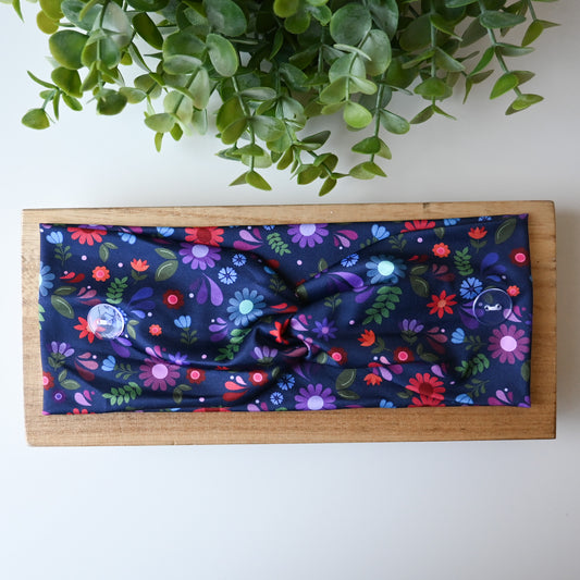 HISPANIC TRADITIONAL DARK BLUE TALAVERA PATTERN HEADBAND