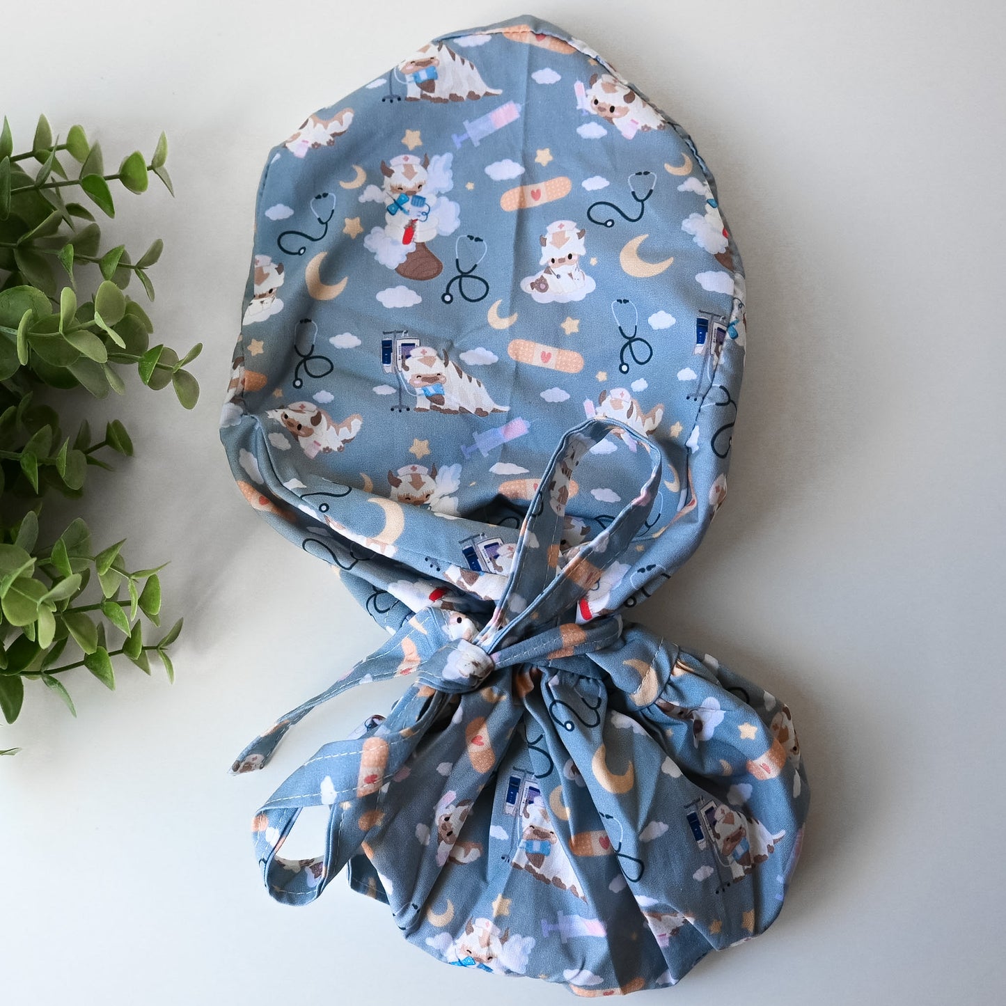 ATLA - MEDICAL APPA THEMED SATIN LINED PONYTAIL SCRUB CAP