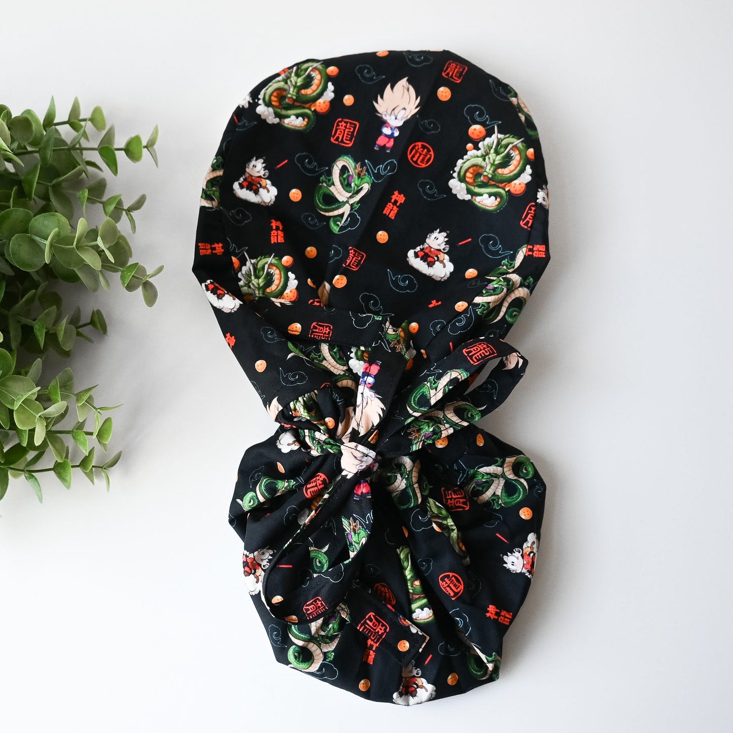 DRAGONBALLZ THEMED SATIN LINED PONYTAIL SCRUB CAP