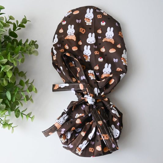MIFFY BAKERY THEMED SATIN LINED PONYTAIL SCRUB CAP