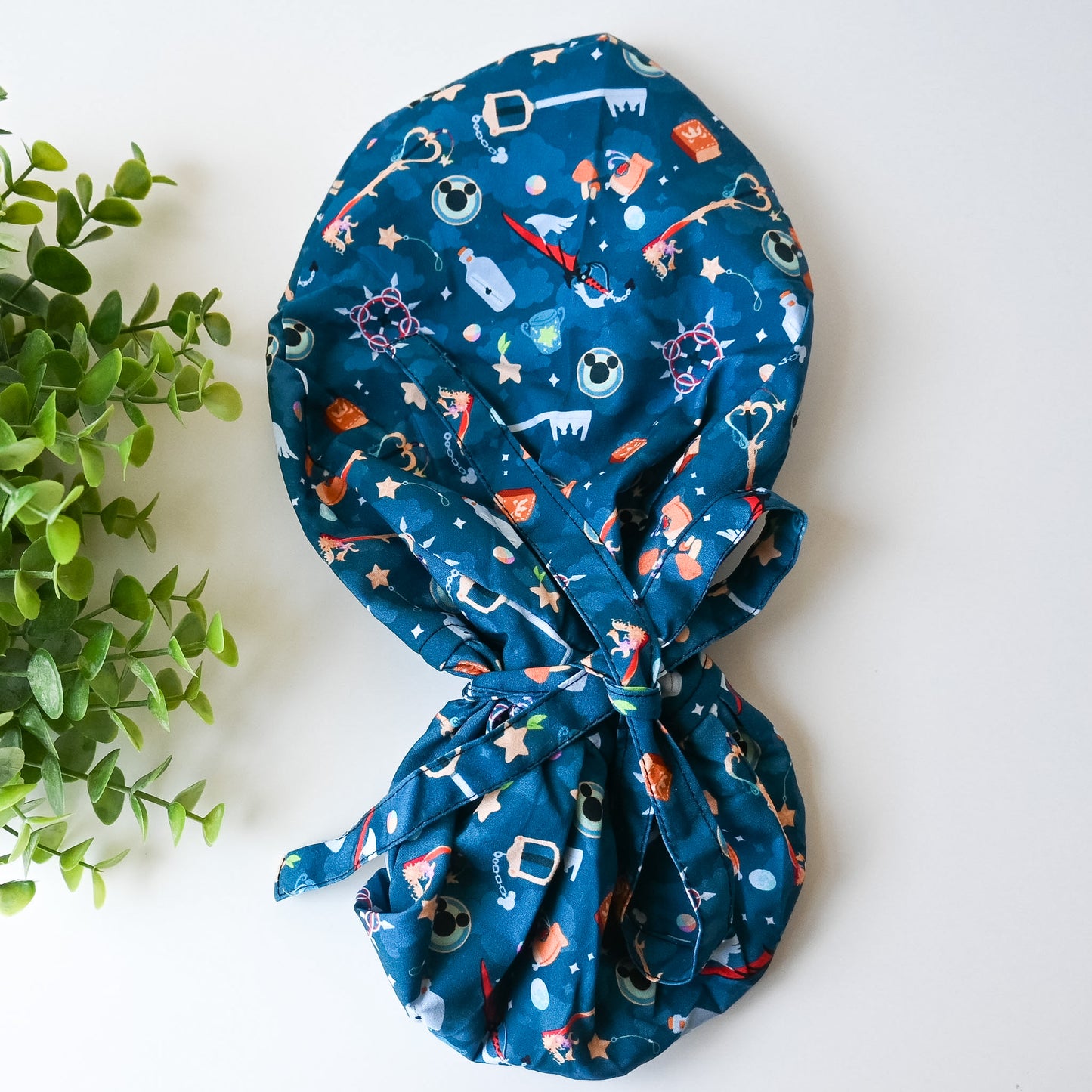 KINGDOM HEARTS THEMED SATIN LINED PONYTAIL SCRUB CAP