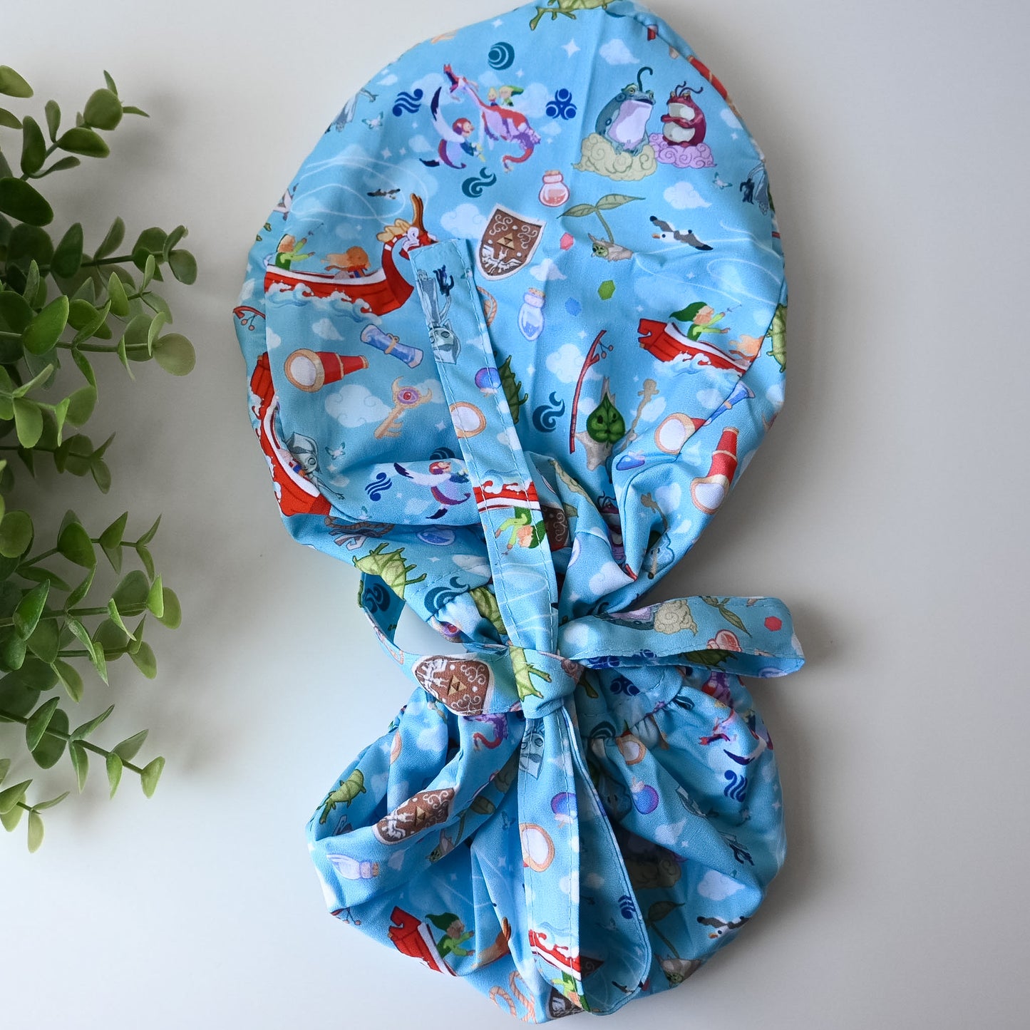 LEGEND OF ZELDA - WINDWAKER THEMED SATIN LINED PONYTAIL SCRUB CAP
