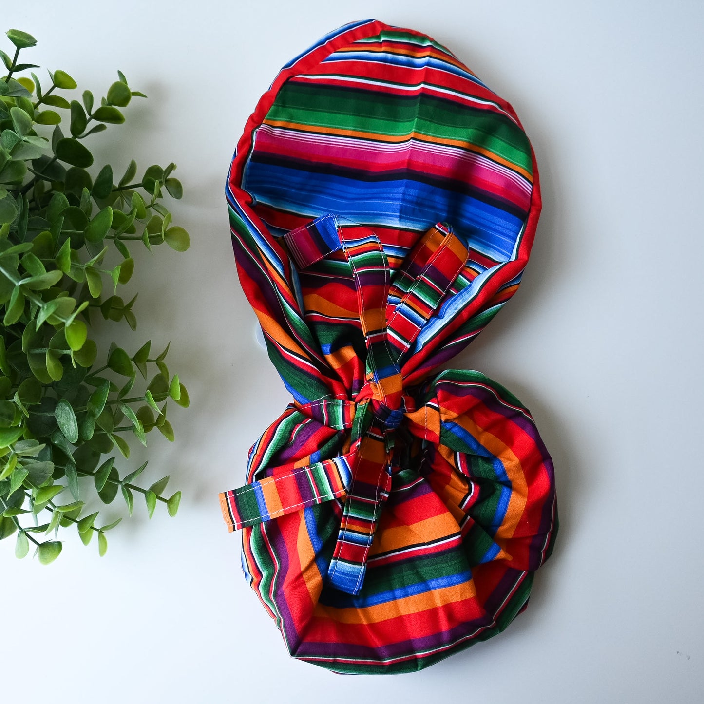 MEXICAN SERAPE THEMED SATIN LINED PONYTAIL SCRUB CAP