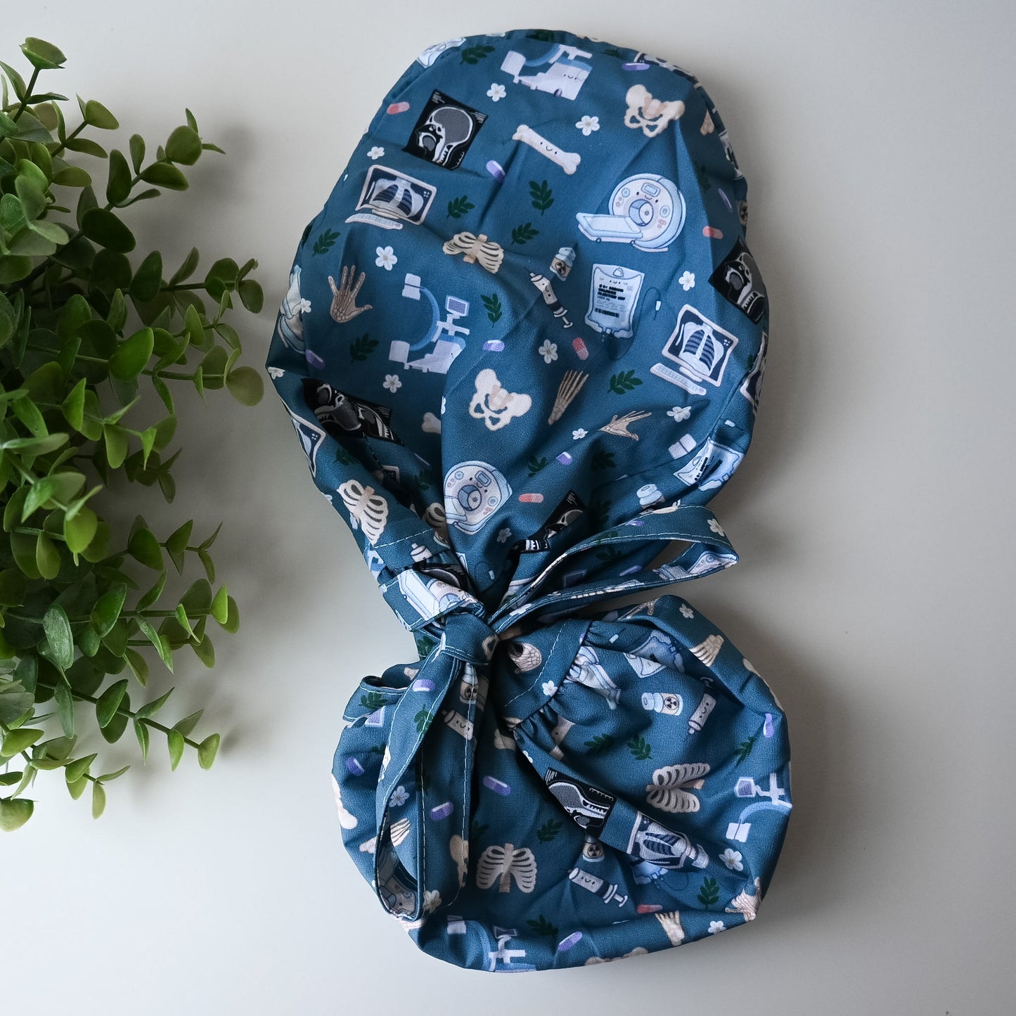 MEDICAL IMAGING / RADIOLOGY THEMED SATIN LINED PONYTAIL SCRUB CAP