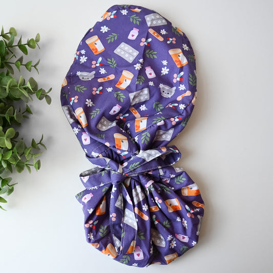 PHARMACY SATIN LINED PONYTAIL SCRUB CAP