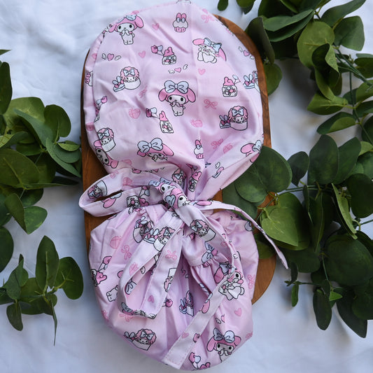 MY MELODY SATIN LINED PONYTAIL SCRUB CAP