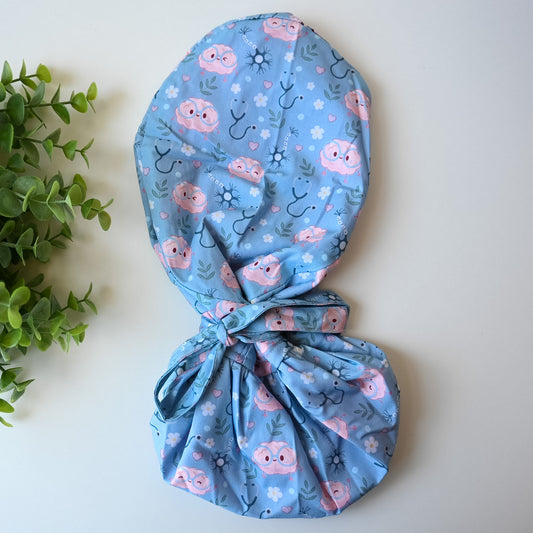NEUROLOGY THEMED SATIN LINED PONYTAIL SCRUB CAP