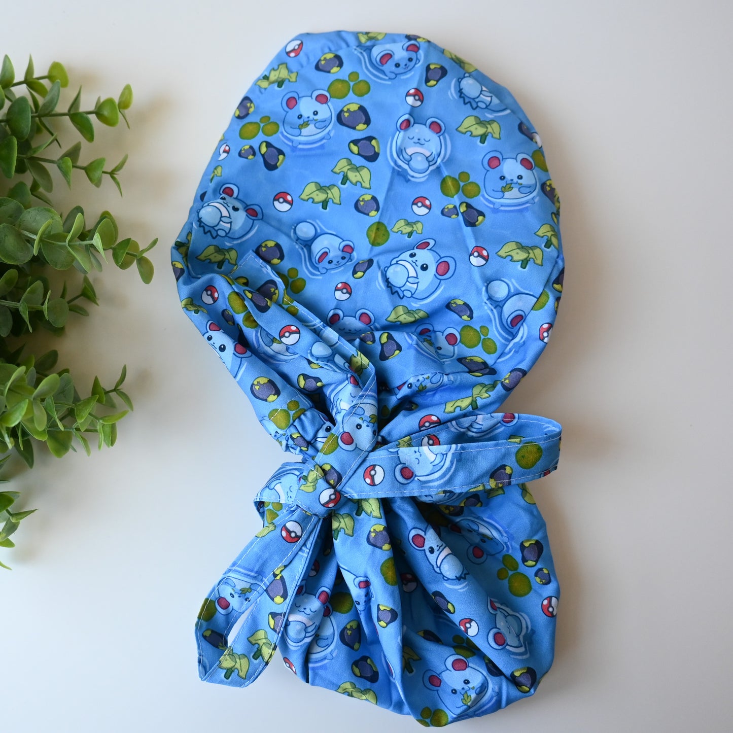 POKEMON - MARILL THEMED SATIN LINED PONYTAIL SCRUB CAP