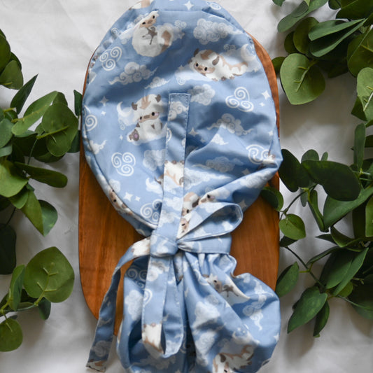 ATLA - BLUE APPA FLYING IN THE SKY SATIN LINED PONYTAIL SCRUB CAP