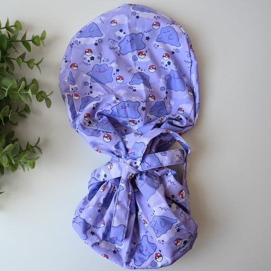 POKEMON - DITTO THEMED SATIN LINED PONYTAIL SCRUB CAP