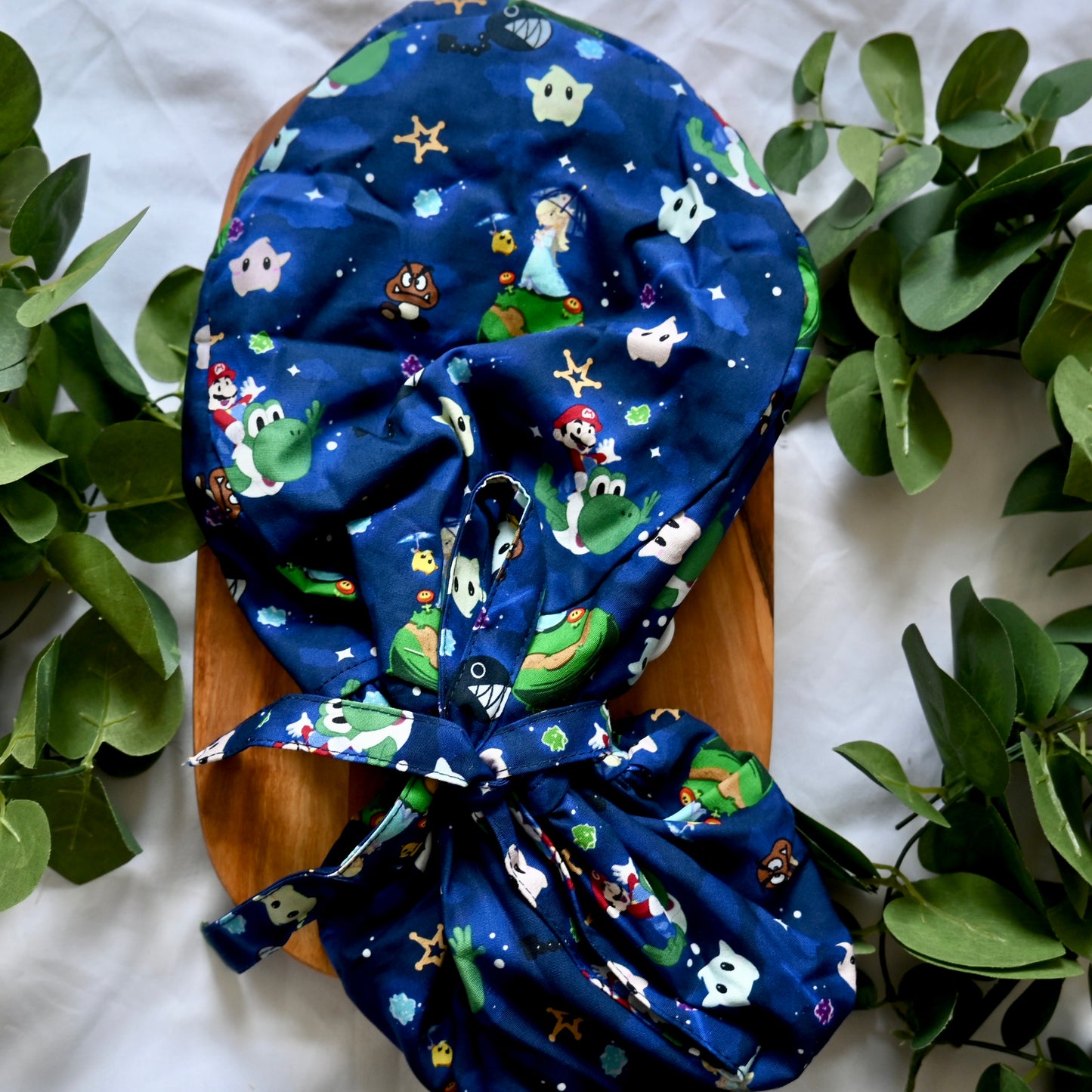 SUPER MARIO BROS. - SUPER MARIO GALAXY THEMED SATIN LINED PONYTAIL SCRUB CAP